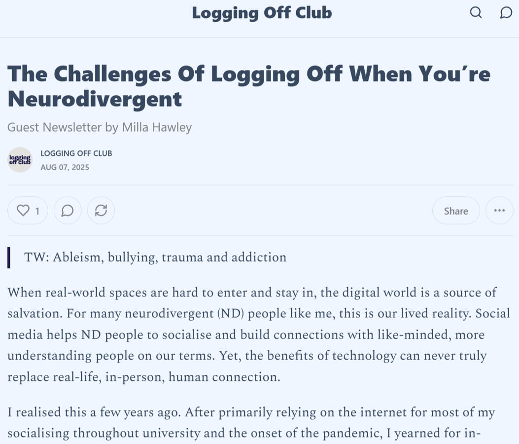 This guest post discusses the challenges of disconnecting from tech when you&#39;re neurodivergent.